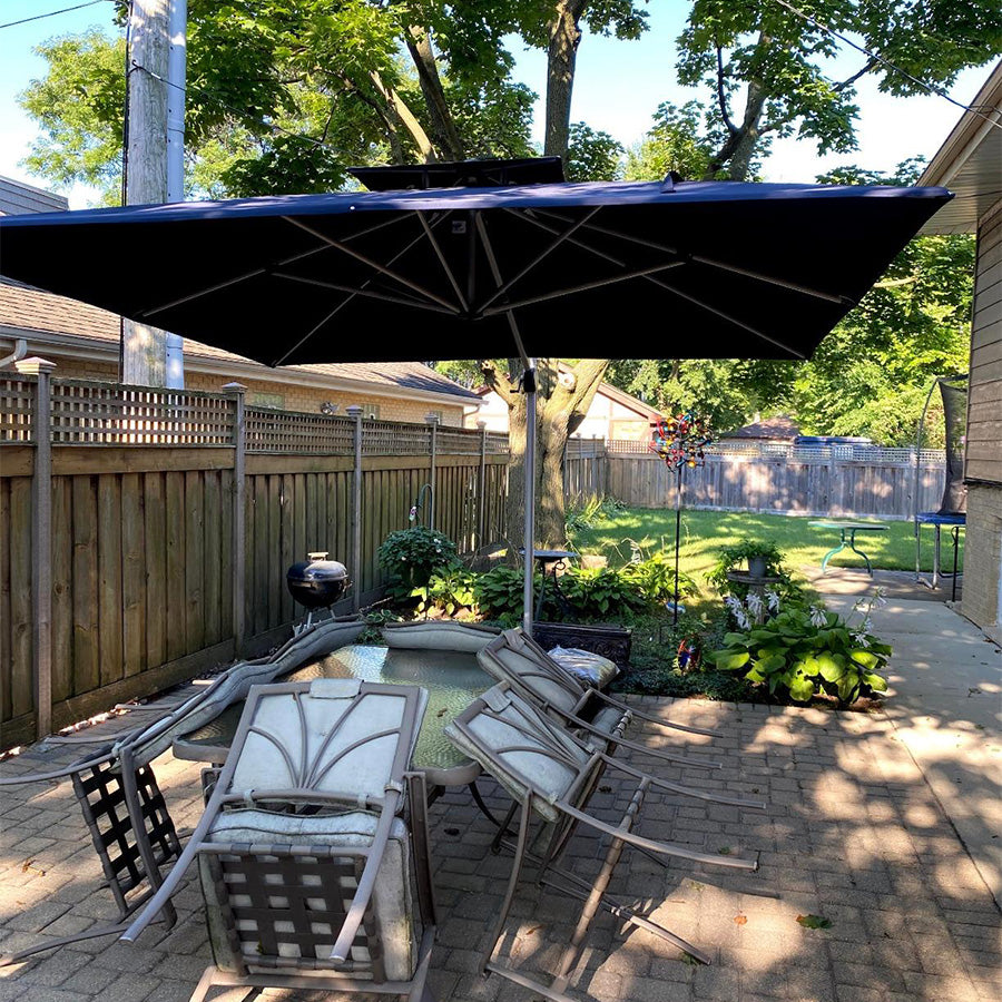PURPLE LEAF Parasol Déporté Inclinable Rectangulaire, Parasol De Jardin Extérieur Toit à Double Rotatif 360°, Parasol Terrasse Extérieur
