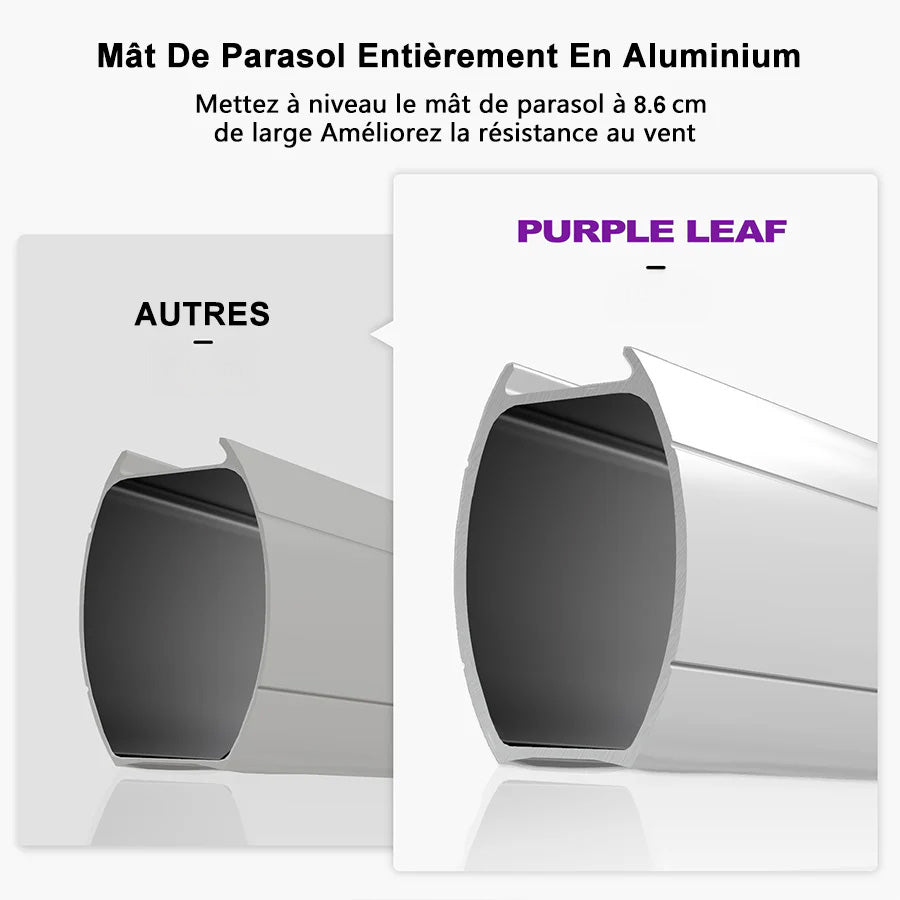 PURPLE LEAF Parasol classique d'extérieur rond avec double auvent et rotation à 360 degrés de jardin