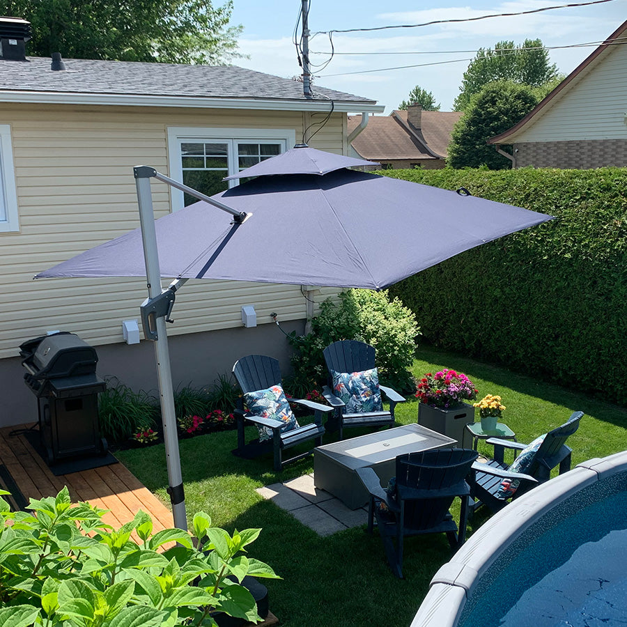 PURPLE LEAF Parasol Déporté Inclinable Rectangulaire, Parasol De Jardin Extérieur Toit à Double Rotatif 360°, Parasol Terrasse Extérieur