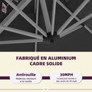 PURPLE LEAF Parasol de jardin extérieur rond avec LED, avec manivelle, inclinable, avec socle