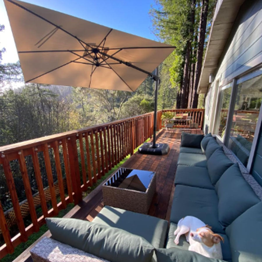 PURPLE LEAF Parasol Déporté Inclinable Gauche Droite Carré, Parasol De Jardin Extérieur avec 5 Positions réglables et Rotation à 360°, Toile Protection UV