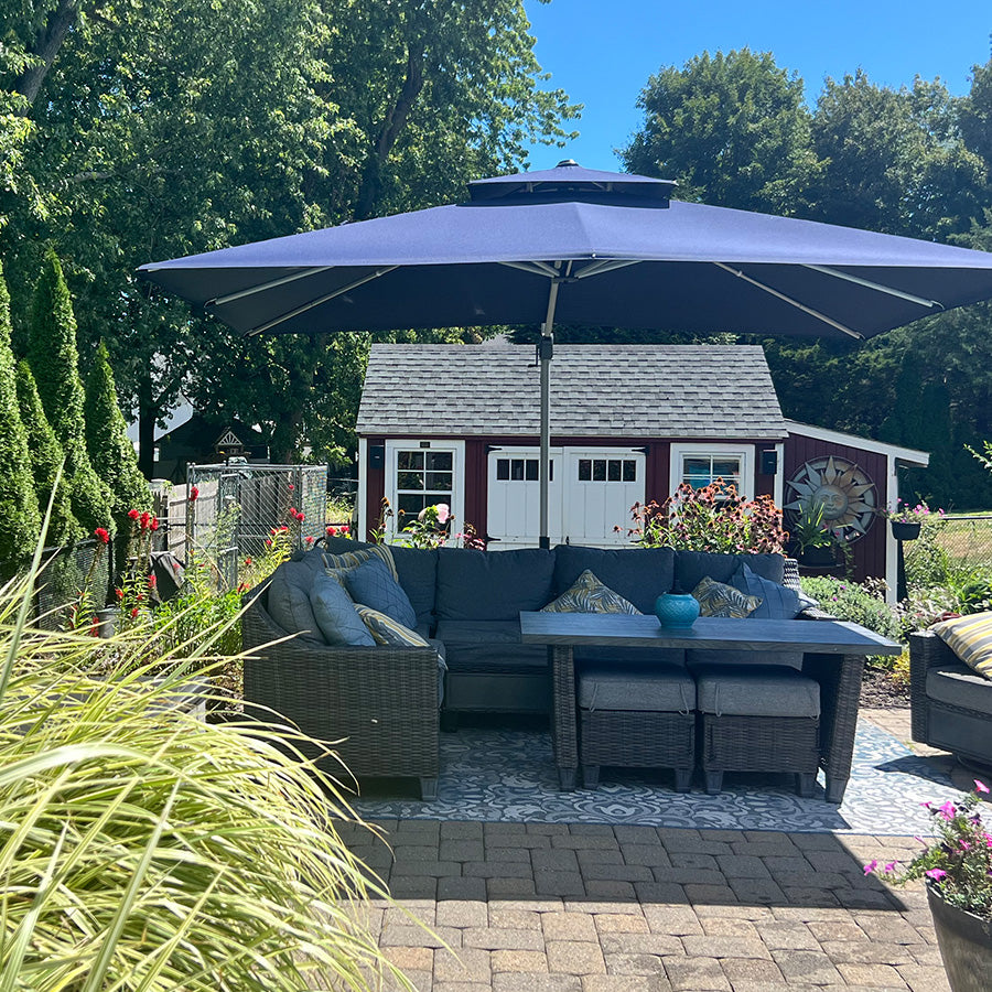 PURPLE LEAF Parasol Déporté Inclinable Rectangulaire, Parasol De Jardin Extérieur Toit à Double Rotatif 360°, Parasol Terrasse Extérieur