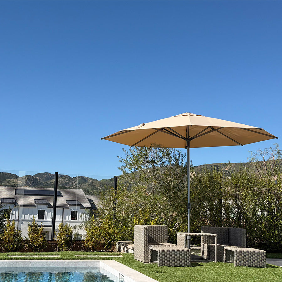 PURPLE LEAF Parasol en Aluminium à Mât Droit, Parasol d'Extérieur,Convient aux Jardins, Terrasses et abords de  Piscine