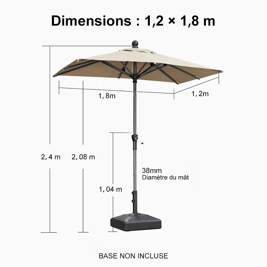 PURPLE LEAF Parasol inclinable en aluminium à mât droit, Carré, Rectangulaire et Rond, Avec Socle