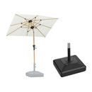 PURPLE LEAF Parasol Droit Inclinable Grain de Bois de Marché Carré Rectangle Rond avec socle