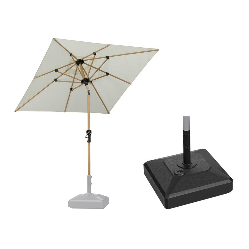 PURPLE LEAF Parasol Droit Inclinable Grain de Bois de Marché Carré Rectangle Rond avec socle