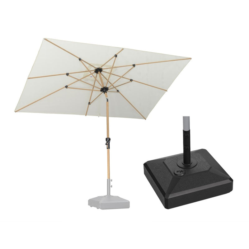 PURPLE LEAF Parasol Droit Inclinable Grain de Bois de Marché Carré Rectangle Rond avec socle