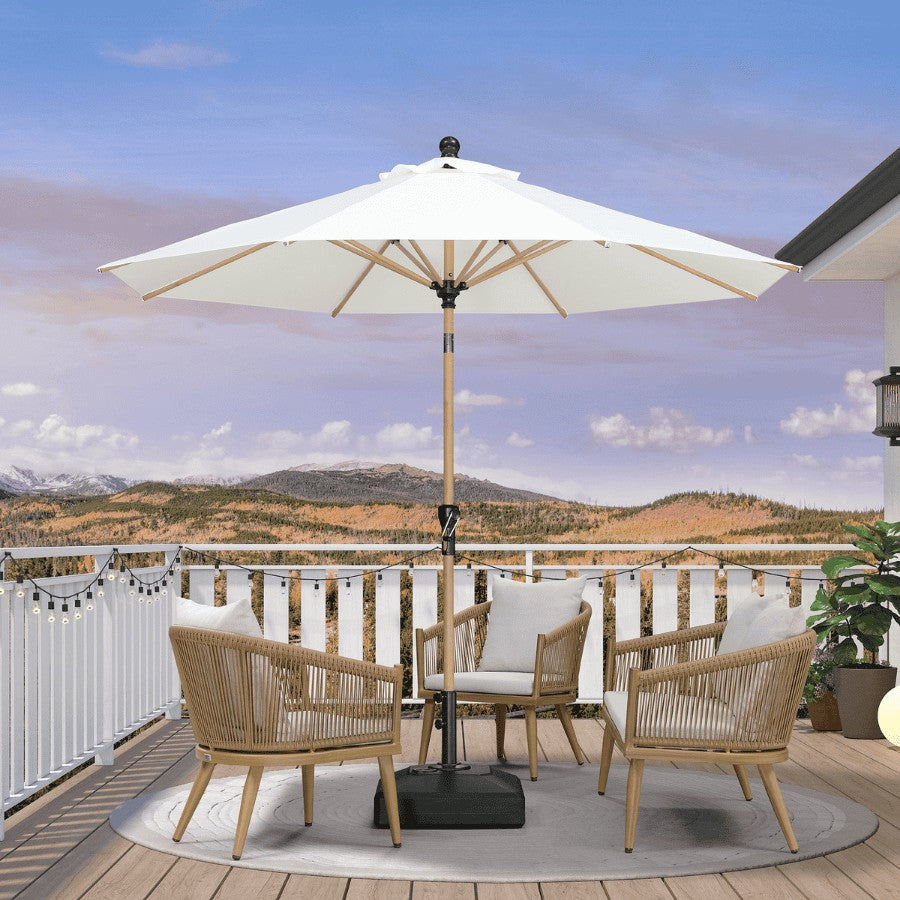 PURPLE LEAF Parasol Droit Inclinable de Marché d'Extérieur en Aluminium avec Effet Bois Pour Table de Jardin Carré Rectangle Rond