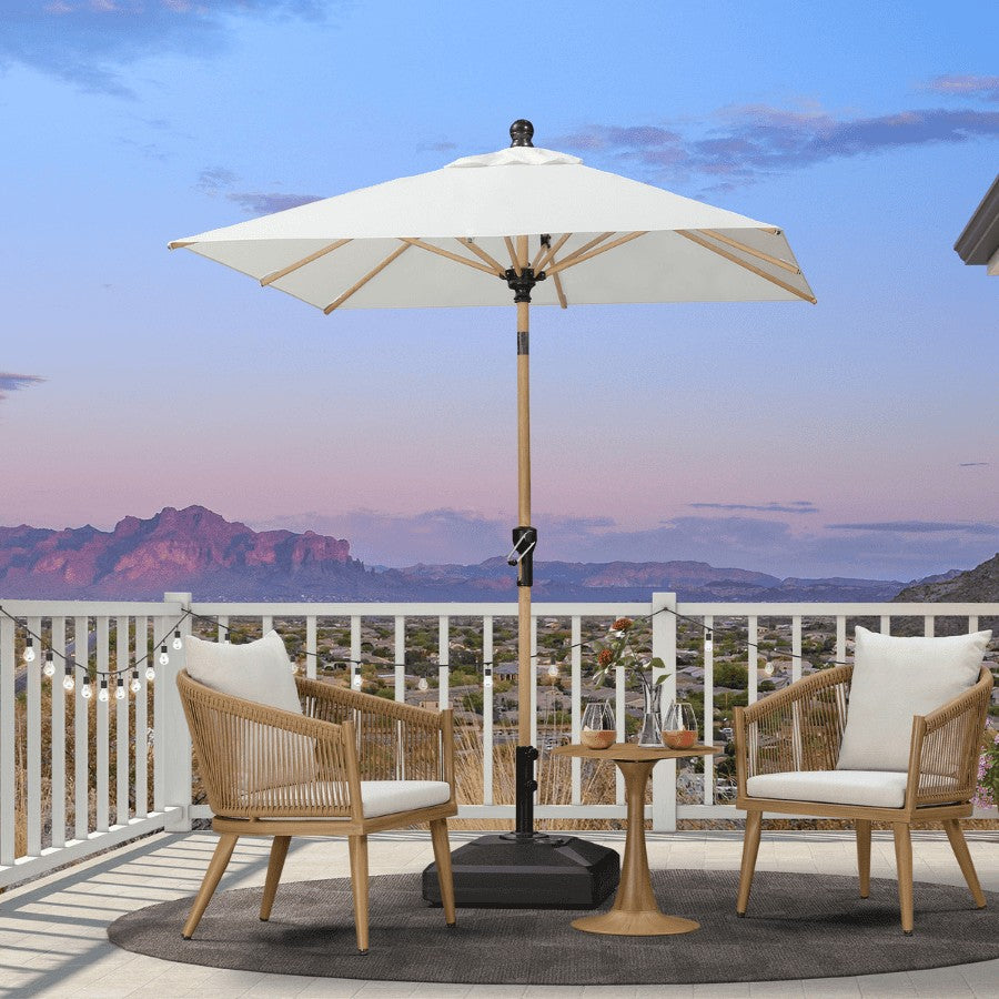 PURPLE LEAF Parasol Droit Inclinable de Marché d'Extérieur en Aluminium avec Effet Bois Pour Table de Jardin Carré Rectangle Rond
