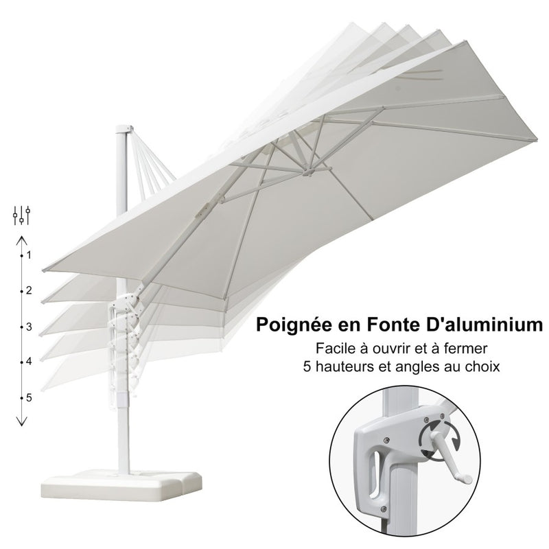 PURPLE LEAF Parasol Déporté Économique avec Cadre Blanc Parasol d'Extérieur Grands Parasols de Patio Carré Rectangulaire