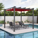 PURPLE LEAF Pergola Aluminium Tissu Teint en Fil Pergola pour Terrasse Exterieur, Toit Coulissante, Pavillon De Jardin