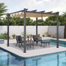 PURPLE LEAF Pergola Aluminium Tissu Teint en Fil Pergola pour Terrasse Exterieur, Toit Coulissante, Pavillon De Jardin