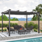 PURPLE LEAF Pergola Aluminium Tissu Teint en Fil Pergola pour Terrasse Exterieur, Toit Coulissante, Pavillon De Jardin