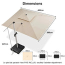 PURPLE LEAF Parasol Déporté Inclinable Rectangulaire, Parasol De Jardin Extérieur Toit à Double Rotatif 360°, Parasol Terrasse Extérieur