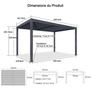 PURPLE LEAF Pergola Bioclimatique d'extérieur en aluminium à toit réglable pour terrasse et jardin grise
