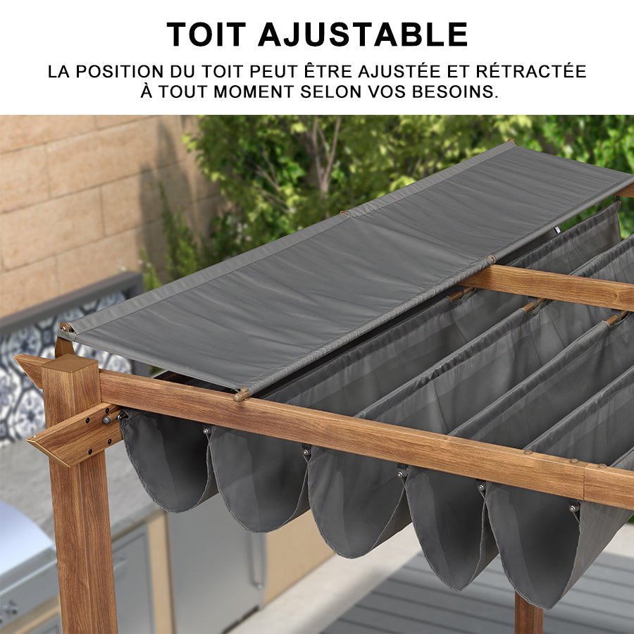 PURPLE LEAF Pergola rétractable extérieure avec pare-soleil auvent abri en métal pour patio de jardin porche pavillon de plage