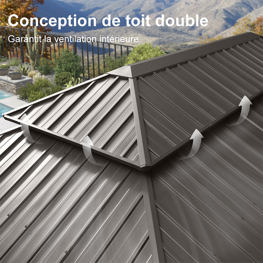 PURPLE LEAF Tonnelle De Jardin Tonnelle Aluminum Résistant à l'eau et stable Adapté à toutes les saisons Double Toit Acier Galvanisé，Économique - Bronze