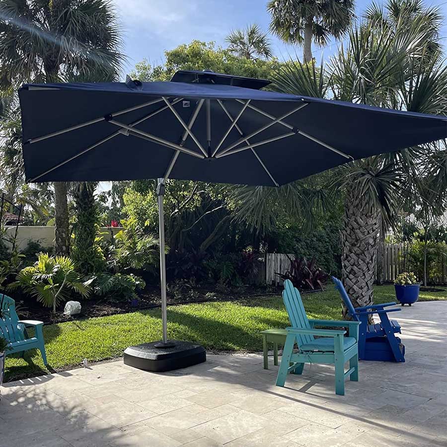 PURPLE LEAF Parasol Déporté Inclinable Rectangulaire, Parasol De Jardin Extérieur Toit à Double Rotatif 360°, Parasol Terrasse Extérieur