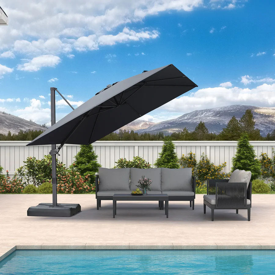 PURPLE LEAF Parasol déporté à inclinaison progressive - Parasol de Terrasse Abordable