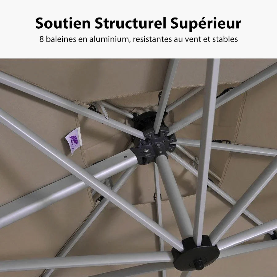 PURPLE LEAF Parasol Déporté Inclinable Rectangulaire, Parasol De Jardin Extérieur Toit à Double Rotatif 360°, Parasol Terrasse Extérieur