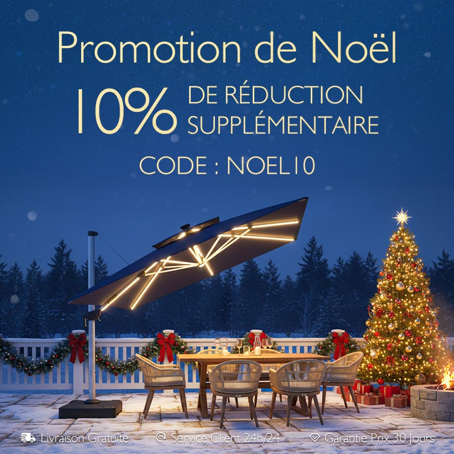 PURPLE LEAF Parasol Droit Inclinable de Marché d'Extérieur en Aluminium avec Effet Bois Pour Table de Jardin Carré Rectangle Rond