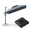 PURPLE LEAF Parasol Déporté à Double Toit avec Cadre Gris Acier Carré Rectangle avec socle
