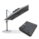 PURPLE LEAF Parasol Déporté à Double Toit avec Cadre Gris Acier Carré Rectangle avec socle