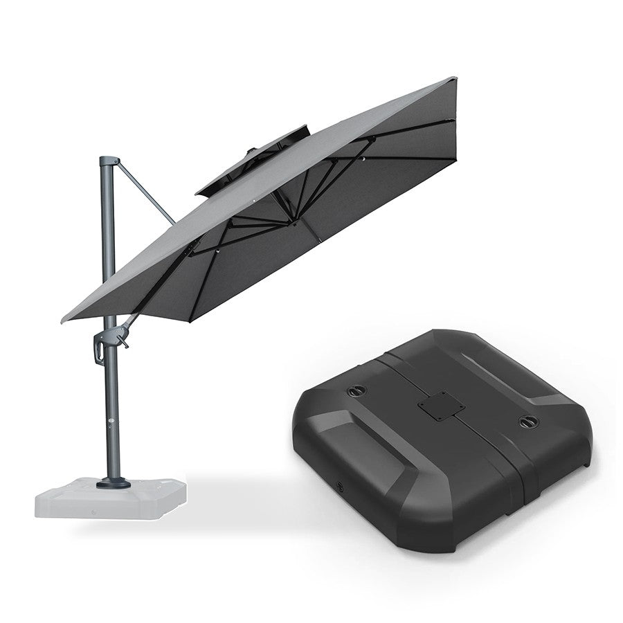 PURPLE LEAF Parasol Déporté à Double Toit avec Cadre Gris Acier Carré Rectangle avec socle