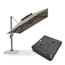 PURPLE LEAF Parasol Déporté à Double Toit avec Cadre Gris Acier Carré Rectangle avec socle