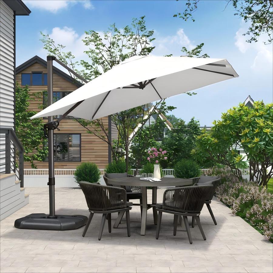 PURPLE LEAF Parasol De Jardin Exterieur Parasol Déporté Rotatif 360°, Parasol Excentré Inclinable, Parasol Suspendu Balcon