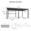 PURPLE LEAF Pergola Bioclimatique d'extérieur en aluminium à toit réglable pour terrasse et jardin grise