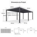PURPLE LEAF Pergola Bioclimatique d'extérieur en aluminium à toit réglable pour terrasse et jardin grise
