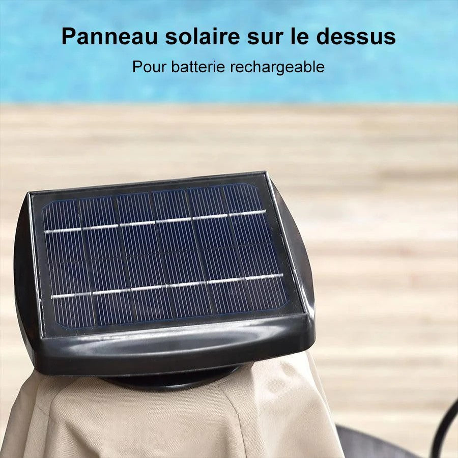 PURPLE LEAF Parasol Déporté avec LED Solaire de Jardin à Double Toit Carré avec socle