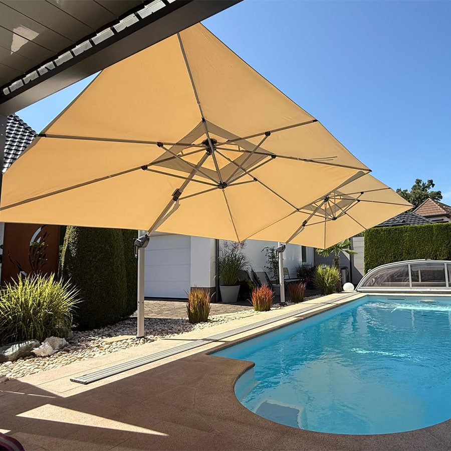 PURPLE LEAF Parasol Déporté Inclinable Rectangulaire, Parasol De Jardin Extérieur Toit à Double Rotatif 360°, Parasol Terrasse Extérieur