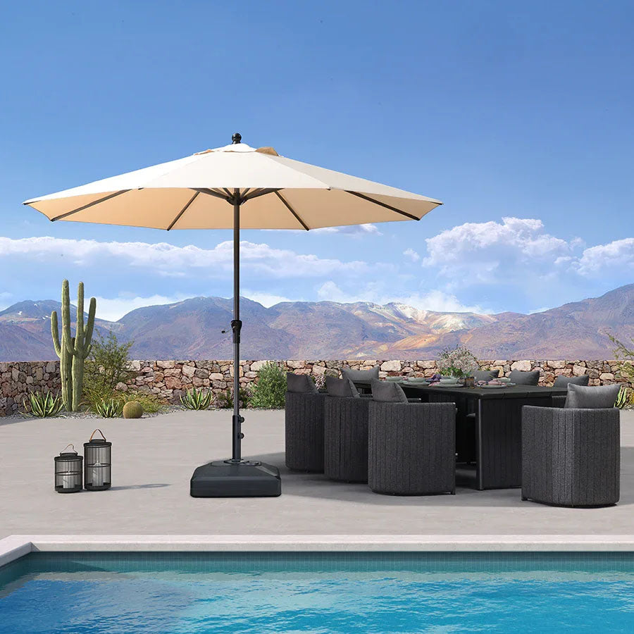 PURPLE LEAF Parasol en Aluminium à Mât Droit, Parasol d'Extérieur,Convient aux Jardins, Terrasses et abords de  Piscine ,Avec Socle