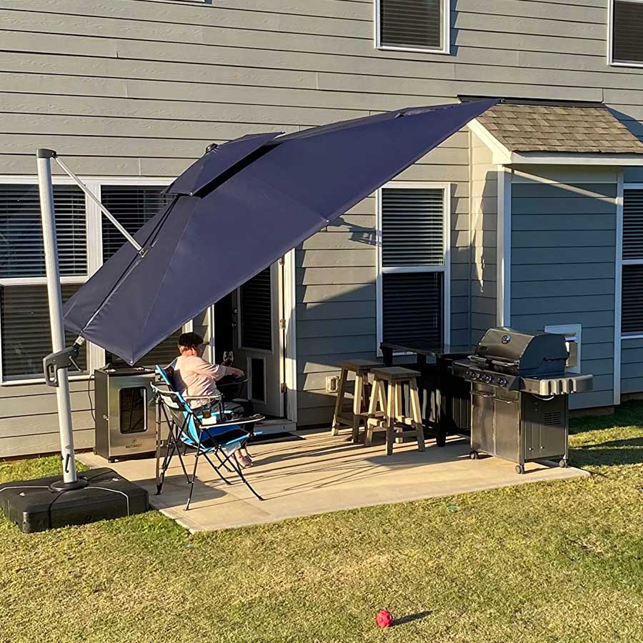 PURPLE LEAF Parasol Déporté Inclinable Rectangulaire, Parasol De Jardin Extérieur Toit à Double Rotatif 360°, Parasol Terrasse Extérieur
