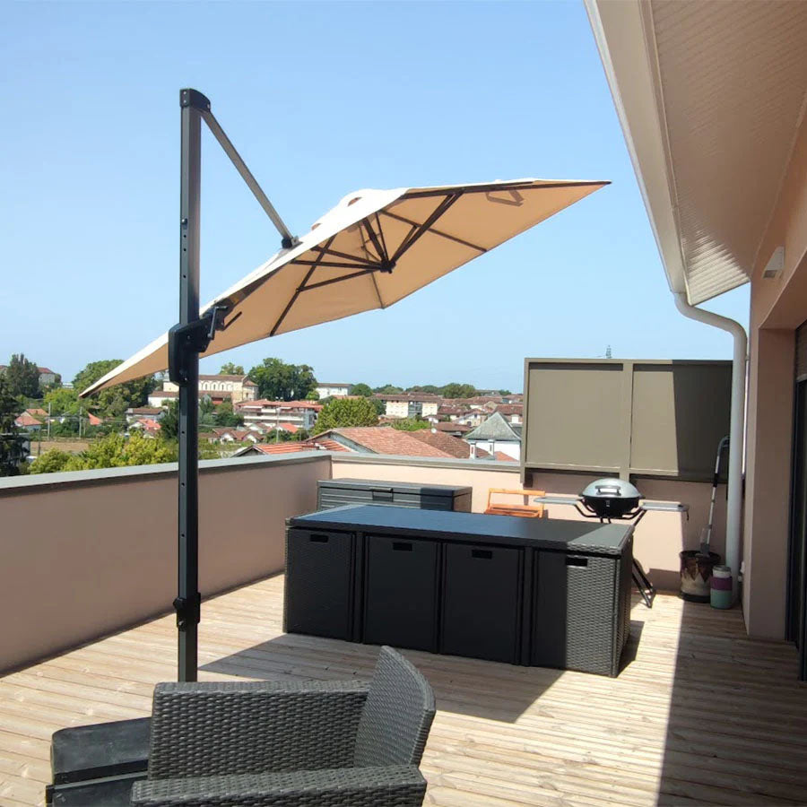 PURPLE LEAF Parasol Déporté Inclinable Gauche Droite Carré, Parasol De Jardin Extérieur avec 5 Positions réglables et Rotation à 360°, Toile Protection UV