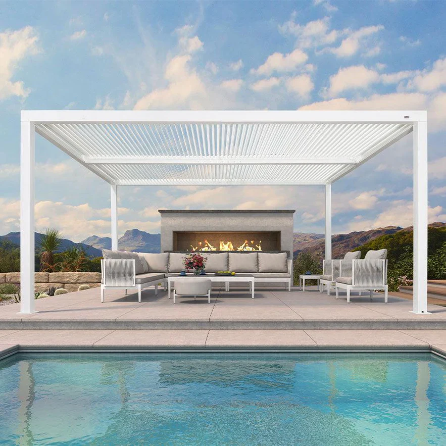 PURPLE LEAF Pergola Bioclimatique Pergola Aluminium  Lames Orientables Tonnelle de Jardin Imperméable pour Terrasse Extérieur Carport, Blanc