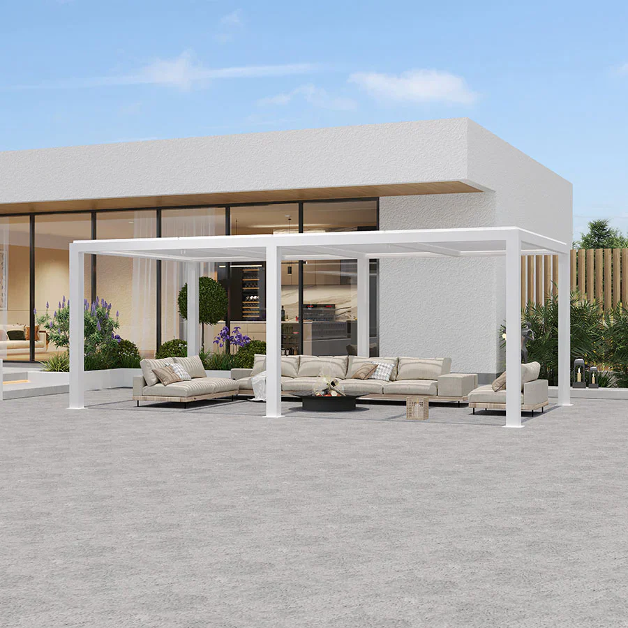 PURPLE LEAF Pergola Bioclimatique Pergola Aluminium  Lames Orientables Tonnelle de Jardin Imperméable pour Terrasse Extérieur Carport, Blanc