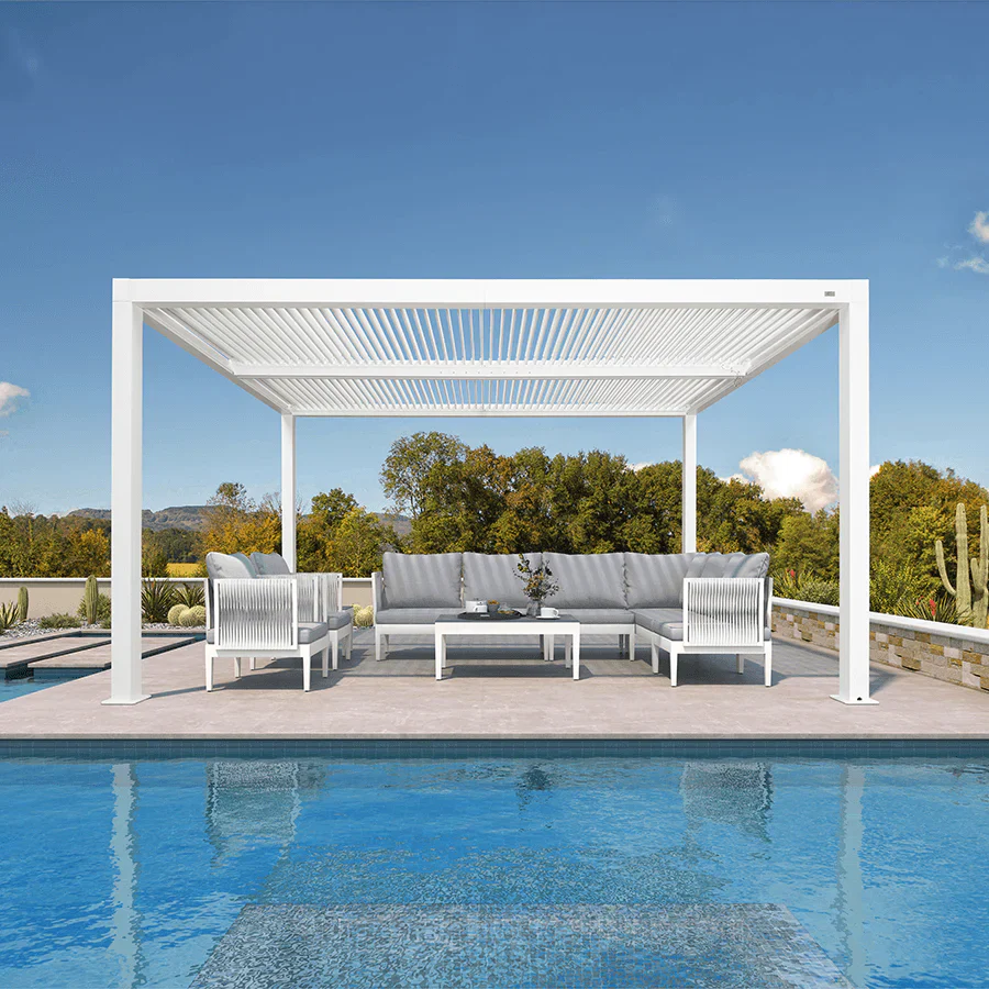 PURPLE LEAF Pergola Bioclimatique Pergola Aluminium  Lames Orientables Tonnelle de Jardin Imperméable pour Terrasse Extérieur Carport, Blanc