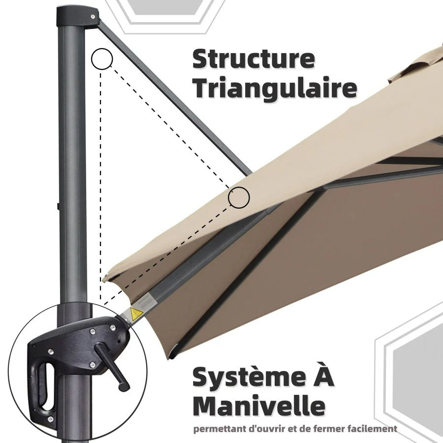 PURPLE LEAF Parasol Déporté de Jardin Économique Carré avec socle
