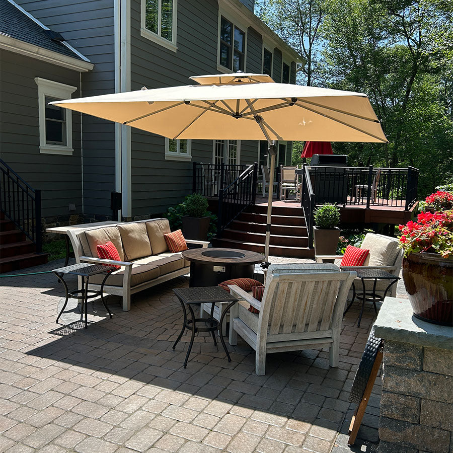 PURPLE LEAF Parasol Déporté Inclinable Rectangulaire, Parasol De Jardin Extérieur Toit à Double Rotatif 360°, Parasol Terrasse Extérieur