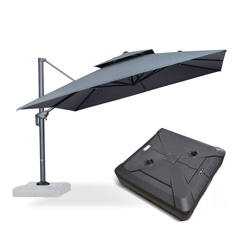 PURPLE LEAF Parasol Déporté à Double Toit avec Cadre Gris Acier Carré Rectangle avec socle