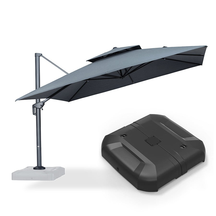PURPLE LEAF Parasol Déporté à Double Toit avec Cadre Gris Acier Carré Rectangle avec socle