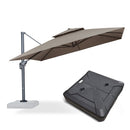 PURPLE LEAF Parasol Déporté à Double Toit avec Cadre Gris Acier Carré Rectangle avec socle