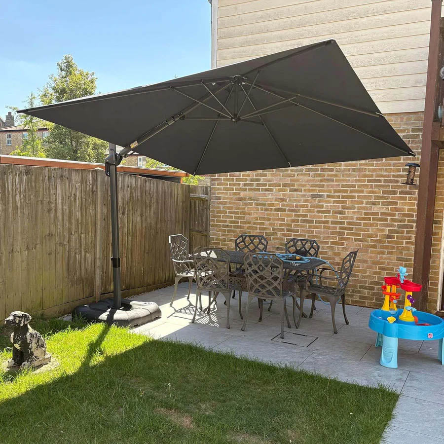 PURPLE LEAF Parasol Déporté Inclinable Gauche Droite Carré, Parasol De Jardin Extérieur avec 5 Positions réglables et Rotation à 360°, Toile Protection UV