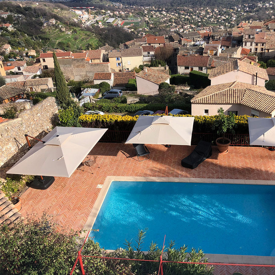 PURPLE LEAF Parasol Rectangulaire Grain de Bois en Aluminium Parasol De Jardin Extérieur Toit à Double Rotatif 360°