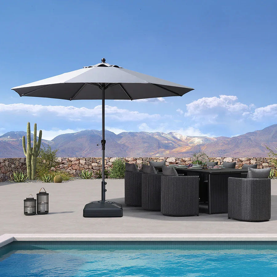 PURPLE LEAF Parasol en Aluminium à Mât Droit, Parasol d'Extérieur,Convient aux Jardins, Terrasses et abords de  Piscine ,Avec Socle