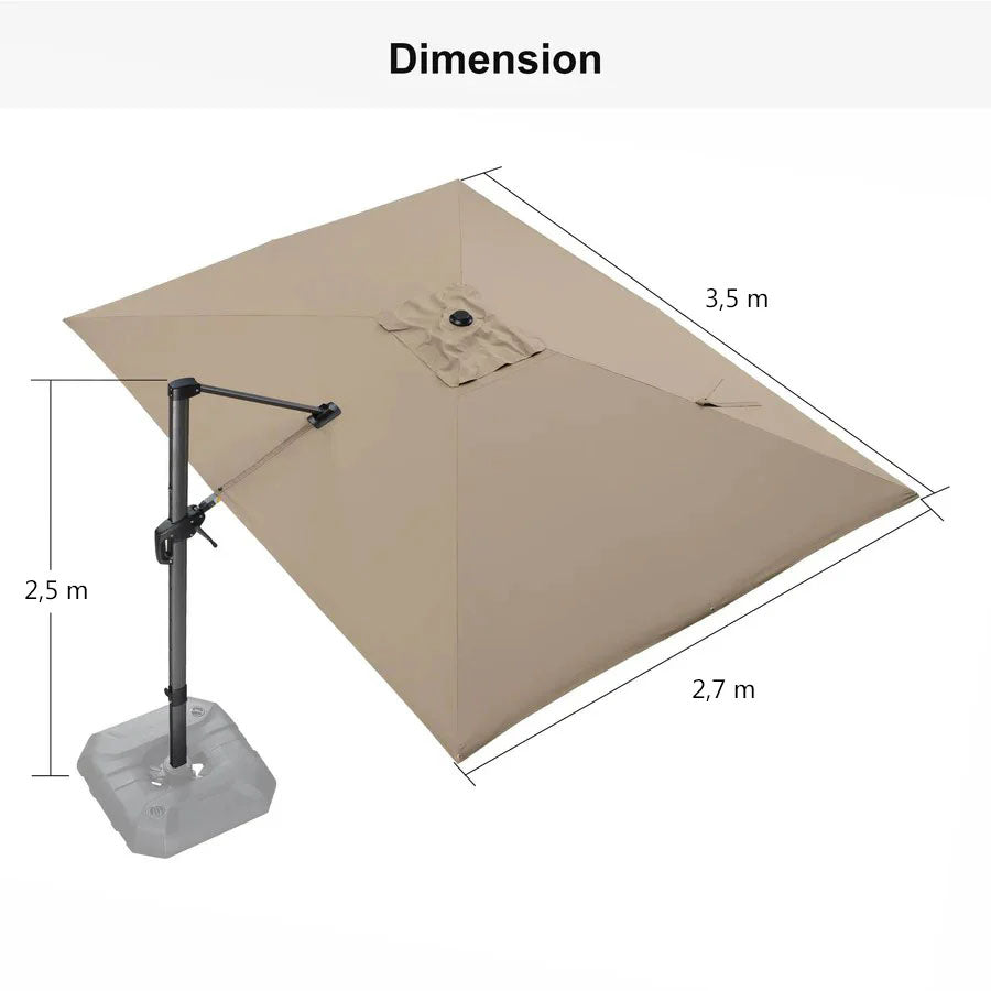 PURPLE LEAF Parasol Déporté de Jardin Économique Rectangulaire avec socle