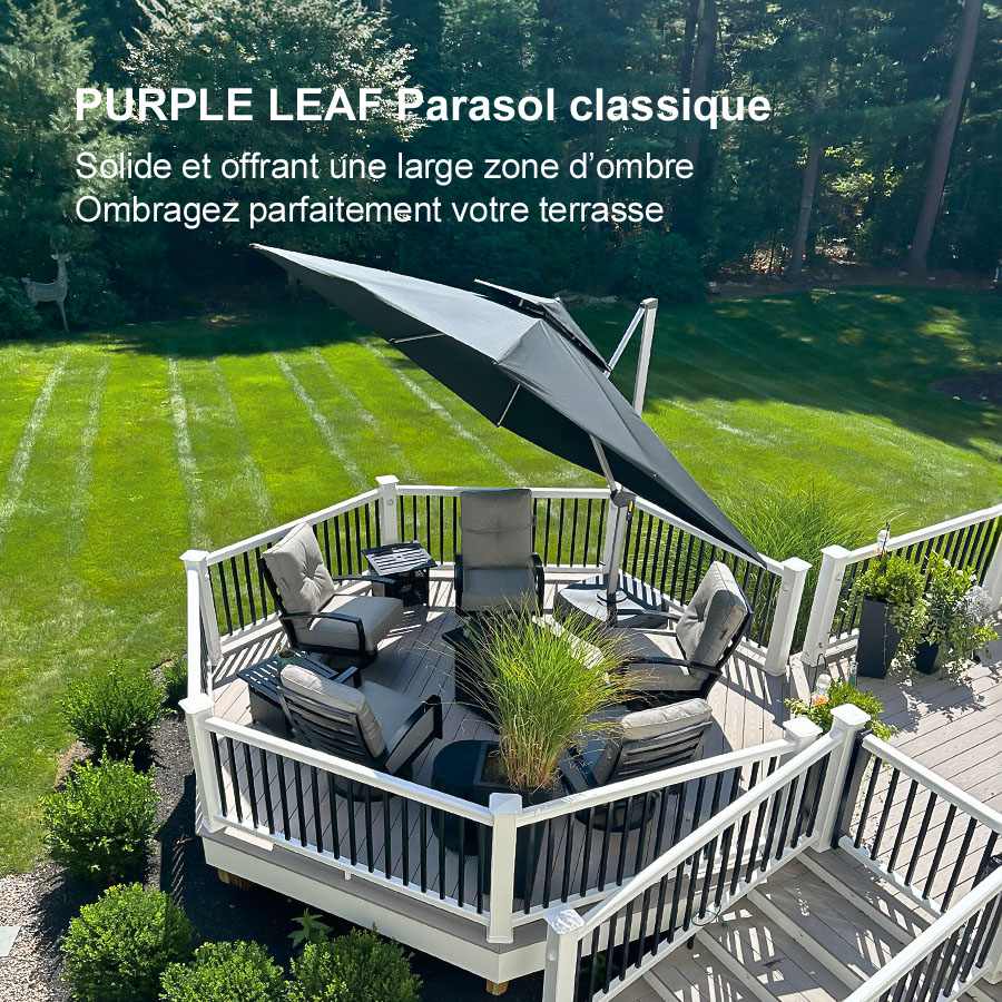 PURPLE LEAF Parasol Déporté Inclinable Rectangulaire, Parasol De Jardin Extérieur Toit à Double Rotatif 360°, Parasol Terrasse Extérieur